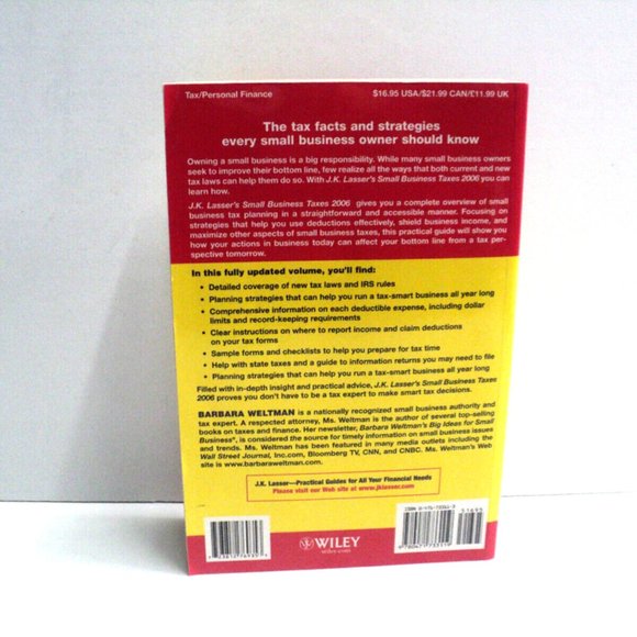 Small Business Taxes 2006 J.K. Lasser by Barbara Weltman Paperback 560 Pages - Picture 2 of 4